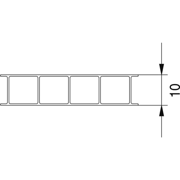 Technische Zeichnung der Scobalit Polycarbonat Doppelstegplatte 10 mm, Querschnitt mit Massangabe 10
