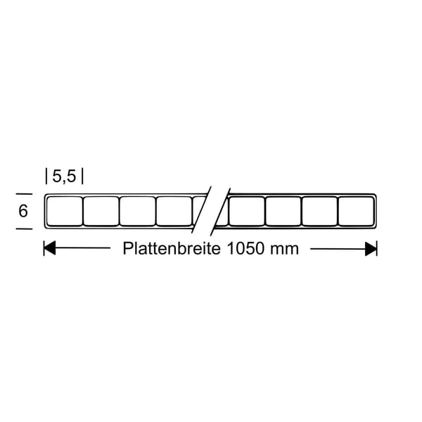Polycarbonat Doppelstegplatte | 6 mm | Breite 1,05 m | Klar | 3,00 m