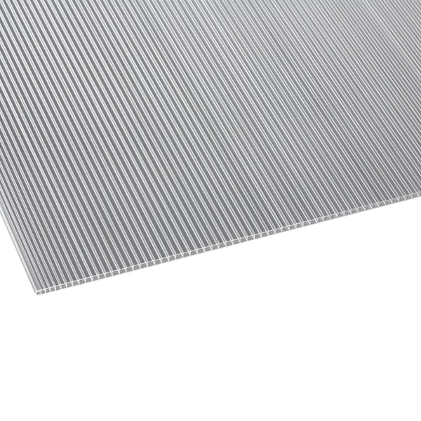 Polycarbonat Doppelstegplatte 6 mm klar, schräg von oben, mit sichtbaren Stegen
