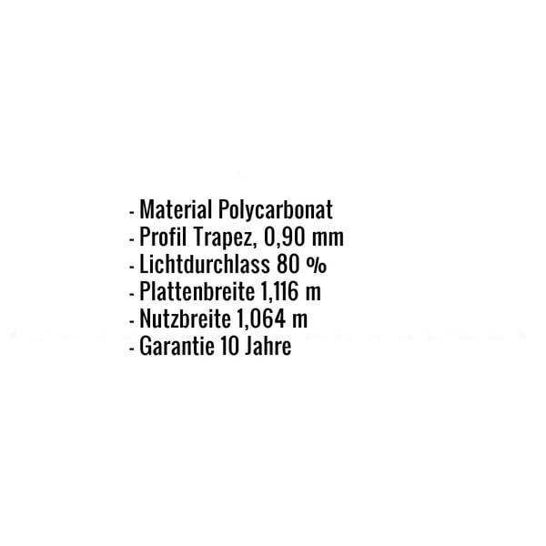 Infografik: Eckdaten der Polycarbonat Spundwandplatte 76/18, 0,90 mm, Opal-Weiß