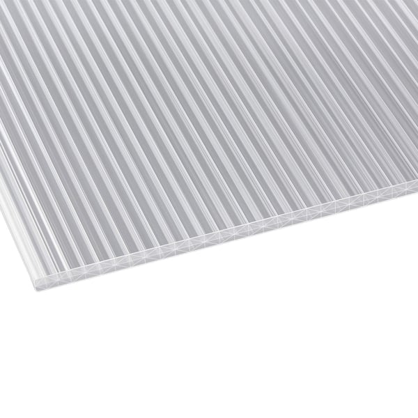Polycarbonat Stegplatte | 16 mm | Profil A4 | Sparpaket | Plattenbreite 1,20 m | Klar | X-Struktur | Breite 6,20 m | Länge 4,00 m