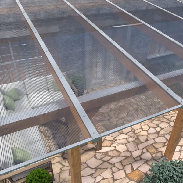 Polycarbonat Stegplatte | 16 mm | Profil DUO | Sparpaket | Plattenbreite 98 cm | Klar | X-Struktur | Breite 5,11 m | Länge 4,50 m