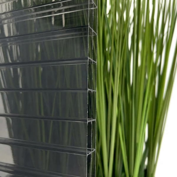 Polycarbonat Stegplatte | 16 mm | Profil ECO | Sparpaket | Plattenbreite 98 cm | Anthrazitgrau | Novalite | Breite 9,05 m | Länge 3,50 m