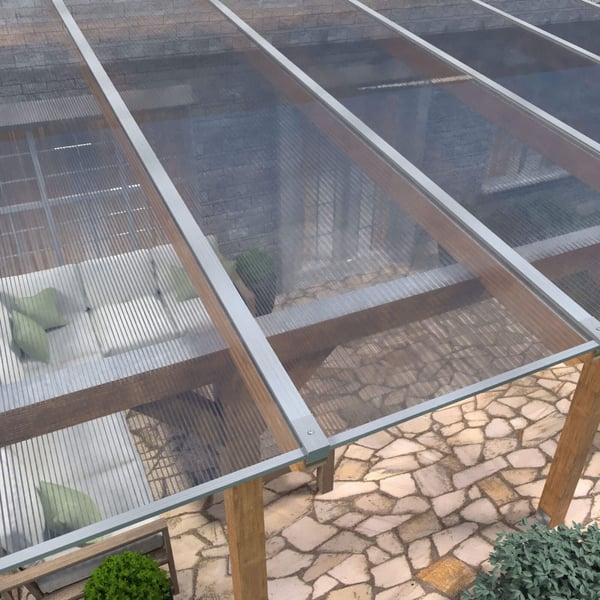 Polycarbonat Stegplatte | 16 mm | Profil Mendiger | Sparpaket | Plattenbreite 98 cm | Klar | X-Struktur | Breite 5,11 m | Länge 6,00 m