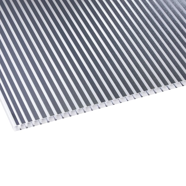Polycarbonat Stegplatte | 16 mm | Breite 98 cm | Klar / Anthrazit gestreift | 2-Seiten UV-Schutz | 3,00 m
