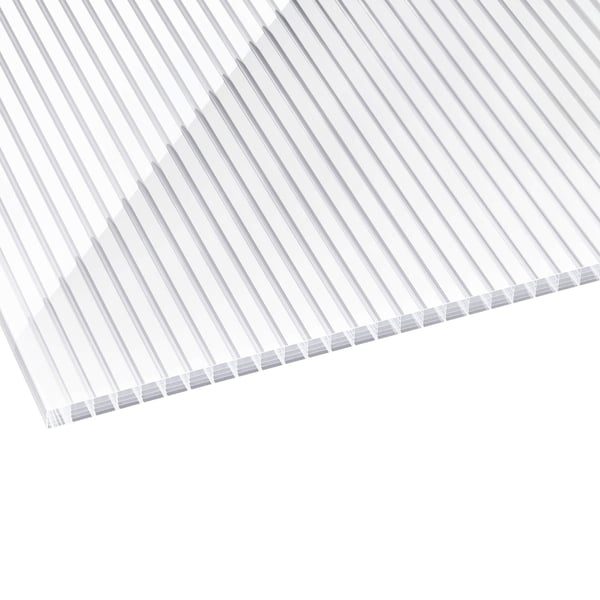 Polycarbonat Stegplatte | 16 mm | Breite 98 cm | Klar / Weiß gestreift | 2-Seiten UV-Schutz | 3,50 m