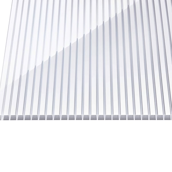 Polycarbonat Stegplatte | 16 mm | Breite 98 cm | Klar / Weiß gestreift | 2-Seiten UV-Schutz | 3,50 m