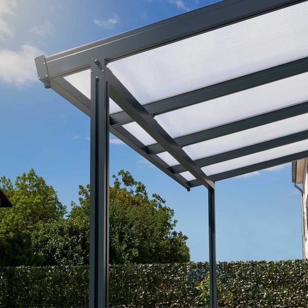 Polycarbonat Stegplatte | 16 mm | Breite 98 cm | Klar / Weiß gestreift | 2-Seiten UV-Schutz | 3,50 m