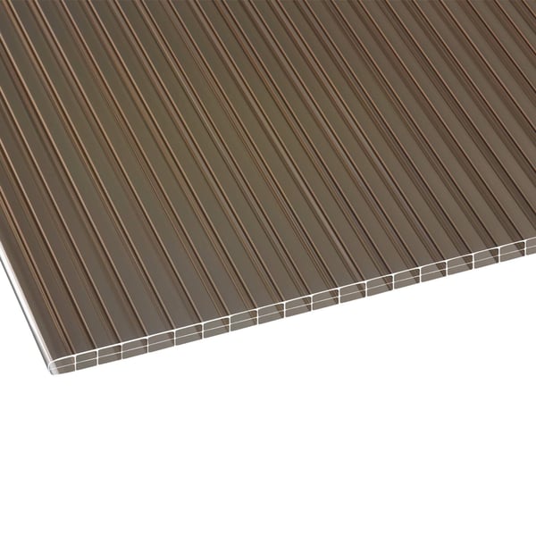 Polycarbonat Stegplatte | 16 mm | Breite 98 cm | Bronze | 2-Seiten UV-Schutz | 4,50 m
