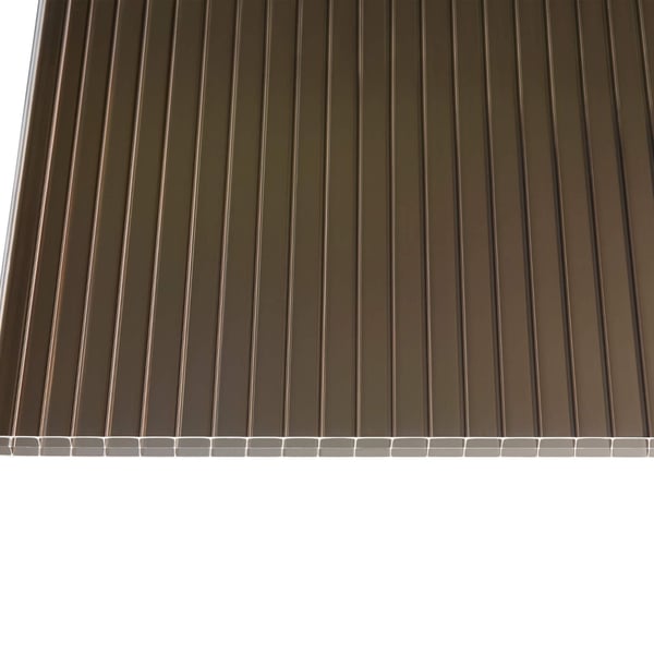 Polycarbonat Stegplatte | 16 mm | Breite 98 cm | Bronze | 2-Seiten UV-Schutz | 4,50 m