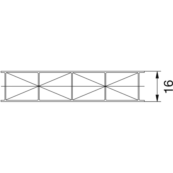 Polycarbonat Stegplatte | 16 mm | Breite 98 cm | Klar | X-Struktur | 2,50 m