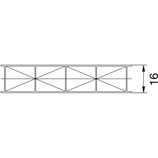 Polycarbonat Stegplatte | 16 mm | Breite 98 cm | Opal Weiß | X-Struktur | 5,00 m
