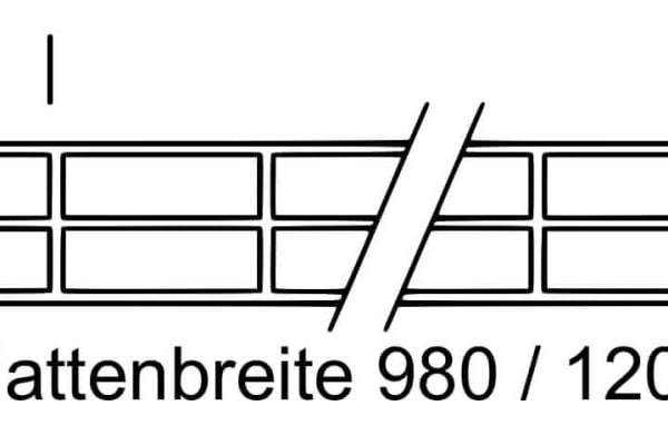 Polycarbonat Stegplatte 16 mm, technische Zeichnung des Querschnitts mit Massangaben und Plattenbreite 980/1200 mm