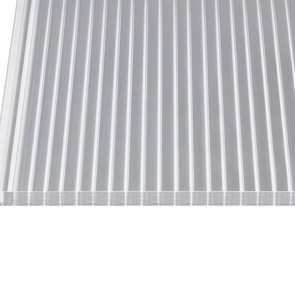 Polycarbonat Stegplatte 25 mm klar, frontal von oben, mit sieben Kammern und Stegen