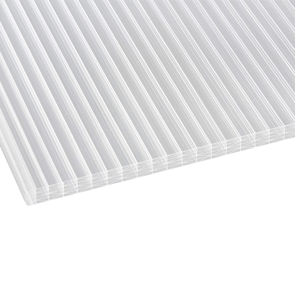 Polycarbonat Stegplatte 25 mm klar, Hauptansicht schräg von oben mit sichtbarer Stegstruktur