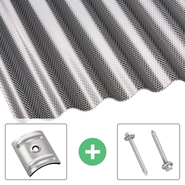 Polycarbonat Wellplatte | 76/18 | Sparpaket | 2,60 mm | Graphit | Wabenstruktur | Breite 8,89 m | Länge 4,00 m