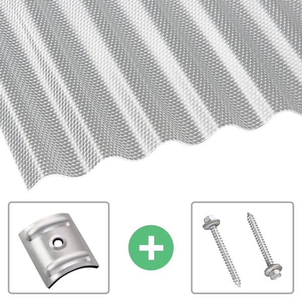 Polycarbonat Wellplatte | 76/18 | Sparpaket | 2,60 mm | Klar | Wabenstruktur | Breite 4,97 m | Länge 2,50 m
