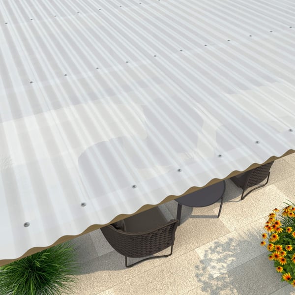 Polycarbonat Wellplatte | 76/18 | Sparpaket | 0,90 mm | Opal Weiß | 2-Seiten UV-Schutz | Breite 5,95 m | Länge 2,00 m