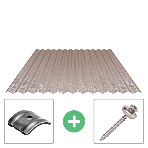 Polycarbonat Wellplatte | 76/18 | Sparpaket | 2,80 mm | Bronze | Wabenstruktur | Breite 6,93 m | Länge 3,00 m