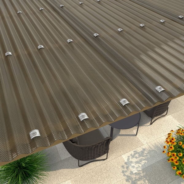 Polycarbonat Wellplatte | 76/18 | Sparpaket | 2,80 mm | Bronze | Wabenstruktur | Breite 6,93 m | Länge 3,00 m