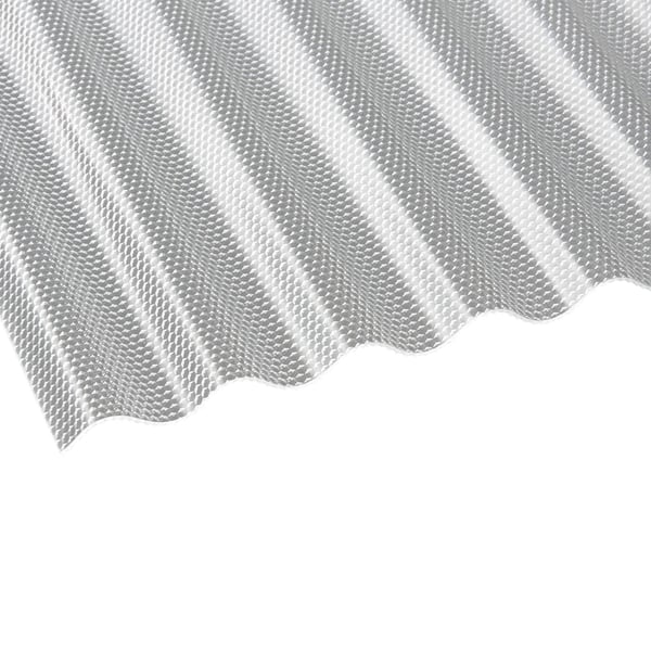 Polycarbonat Wellplatte 2,60 mm klar, schraeg von oben, mit Wabenstruktur auf der Oberflaeche