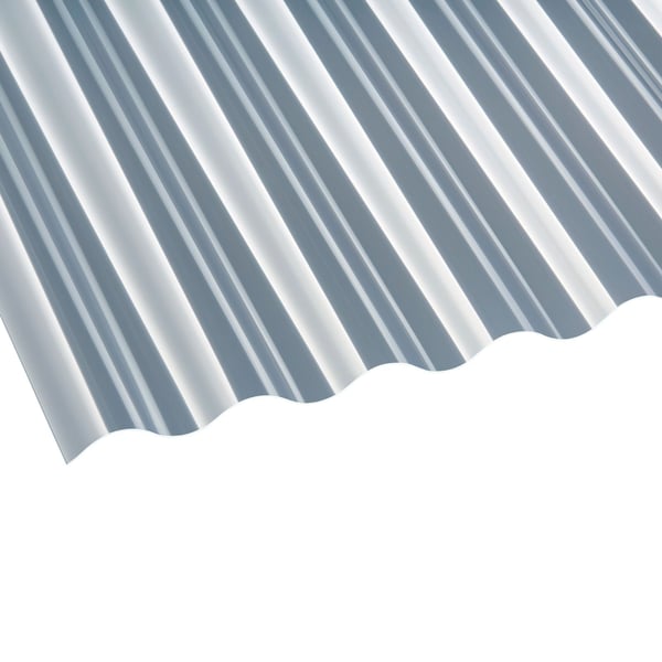 Polycarbonat Wellplatte 76/18, klar, 1,30 mm, schraeg von oben, freigestellt