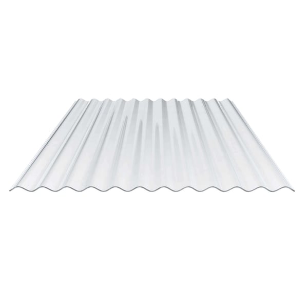 Polycarbonat Wellplatte 76/18, klar, 0,90 mm, freigestellt auf weissem Hintergrund