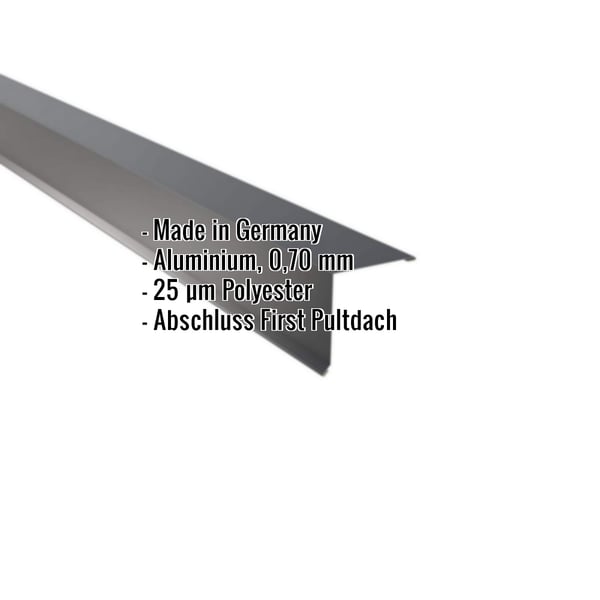 Pultabschluss Aluminium Anthrazitgrau 0,70 mm mit eingeblendeten Eckdaten Made in Germany, 25 µm Polyester