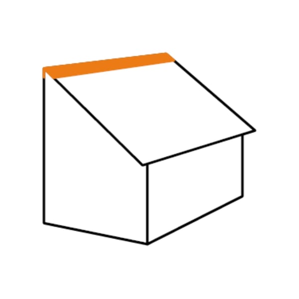 Schema eines Pultdachs mit orange markiertem Pultabschluss