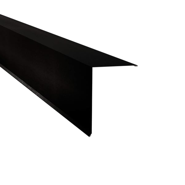 Pultabschluss aus schwarzem Stahl, 0,50 mm, mit 35 µm Mattpolyester-Beschichtung, schräg von oben