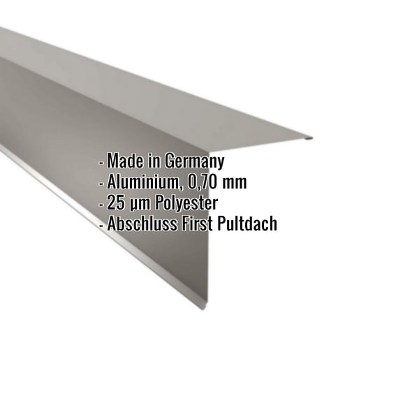 Pultabschluss Aluminium Graualuminium (RAL 9007) mit 25 µm Polyesterbeschichtung, Eckdaten eingeblendet