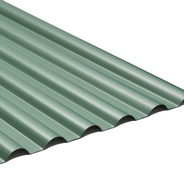PVC Profilplatte SINTRA 77/18 Grün-Metallic, schräg von oben mit Wellenprofil