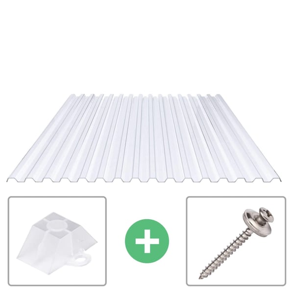 PVC Spundwandplatte | 70/18 | Sparpaket | 1,40 mm | Klarbläulich | Breite 3,18 m | Länge 3,00 m