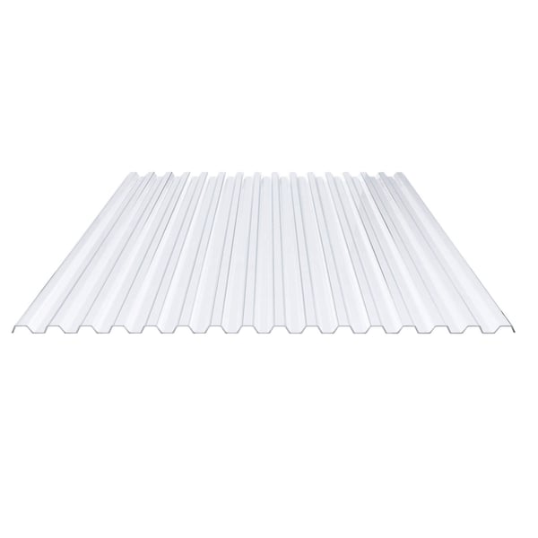PVC Spundwandplatte 70/18 klarbläulich, 1,30 mm Stärke, freigestellt auf weißem Hintergrund