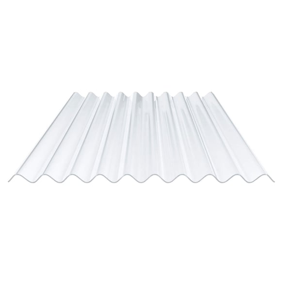 PVC Wellplatte 95/35, klarbläulich, 1,20 mm, freigestellt auf weissem Hintergrund, Hauptansicht