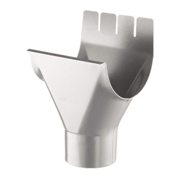 Rinnenablauf aus Stahl in Graualuminium RAL 9007, mit Niagara Logo, 50 µm Polyurethan Beschichtung