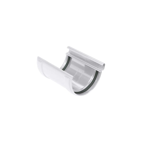 Rinnenverbinder aus grauem PVC von Plastmo mit schwarzer Gummidichtung, Hauptansicht