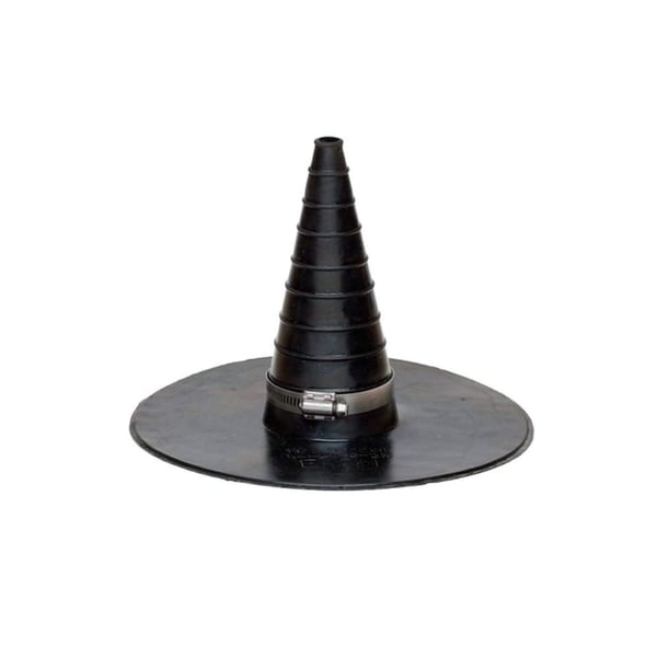 DACHPROTECT Rohrmanschette aus schwarzem EPDM mit konischer Form und Metallspannband, Hauptansicht