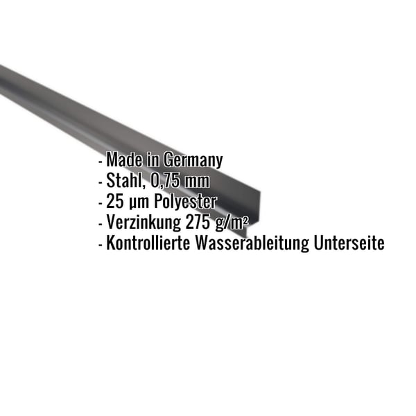 Sockelleiste Stahl Anthrazitgrau RAL 7016 mit eingeblendeten Produktdaten