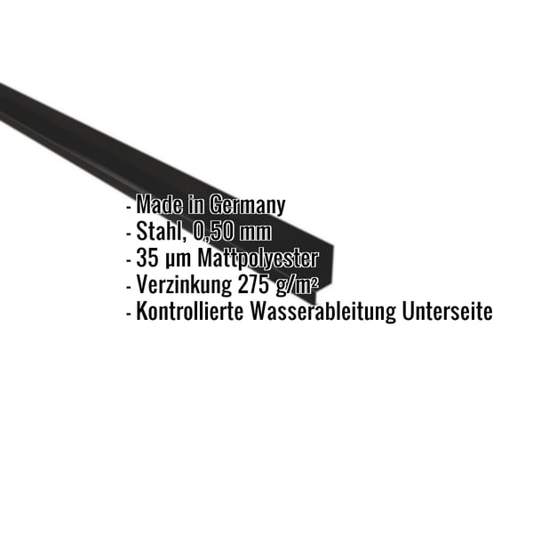 Sockelleiste Stahl 0,50 mm Schwarz mit Mattpolyester-Beschichtung, Eckdaten eingeblendet