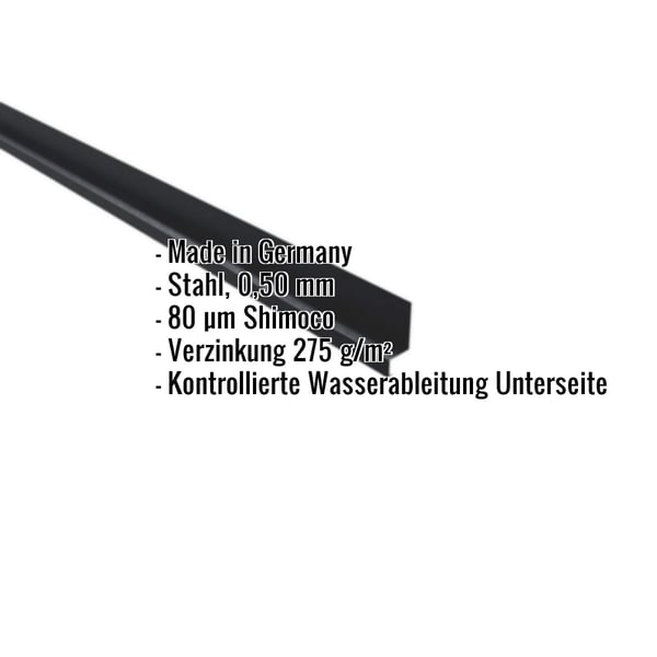 Sockelleiste Stahl 0,50 mm Anthrazitgrau mit eingeblendeten Eckdaten