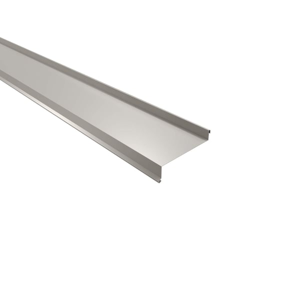 Sohlbank aus Stahl, Grauweiß RAL 9002, 0,50 mm Stärke, Hauptansicht von oben schräg