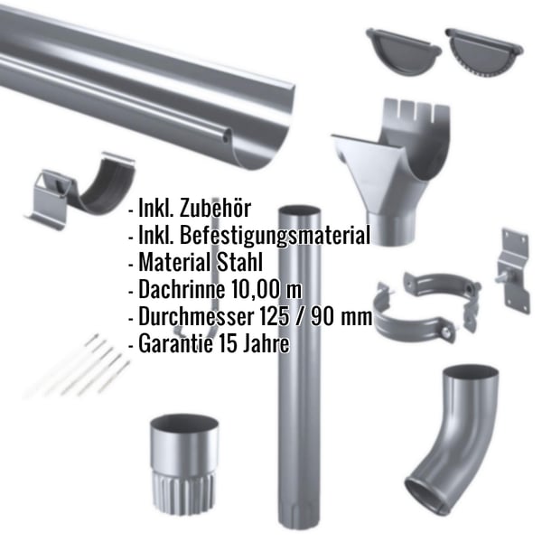 Stahl Dachrinnen Sparpaket 10,00 m