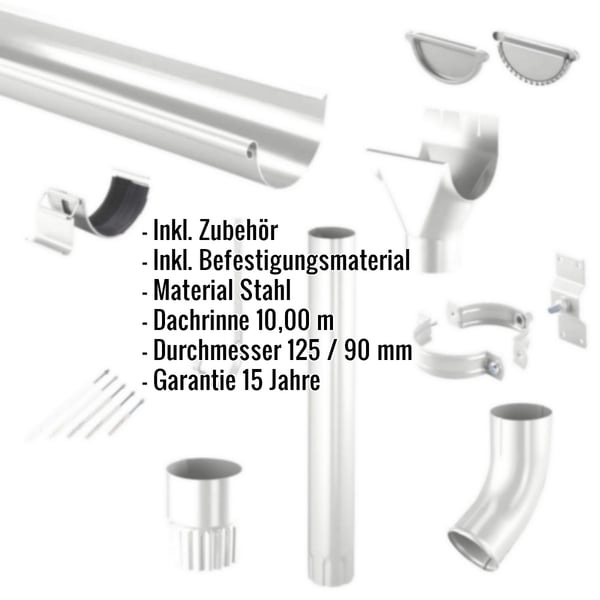 Stahl Dachrinnen Sparpaket 10,00 m
