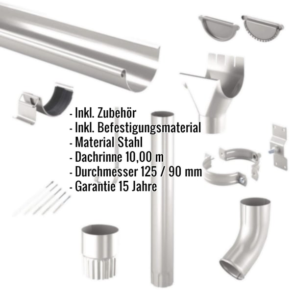 Stahl Dachrinnen Sparpaket 10,00 m