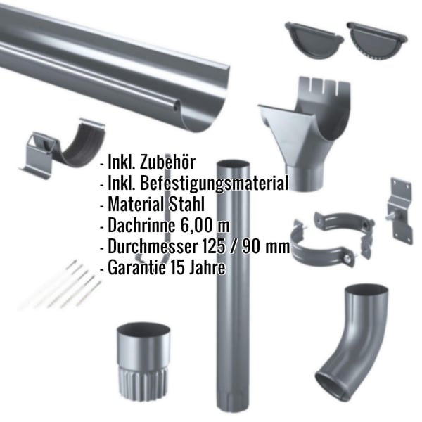 Stahl Dachrinnen Sparpaket 6,00 m
