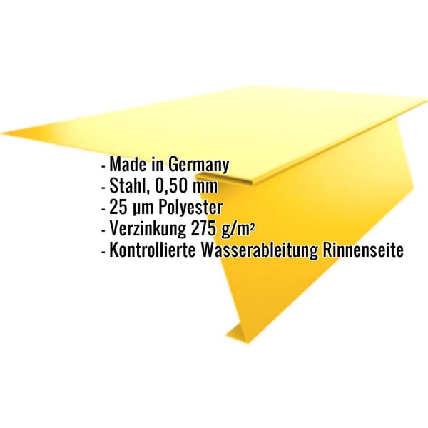 Startprofil fuer Stehfalzprofil PD-510-S, rapsgelb, mit eingeblendeten Eckdaten wie Material und Staerke