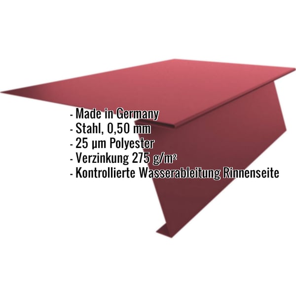 Startprofil Stahl 0,50 mm Weinrot RAL 3005 mit 25 µm Polyesterbeschichtung, Eckdaten eingeblendet