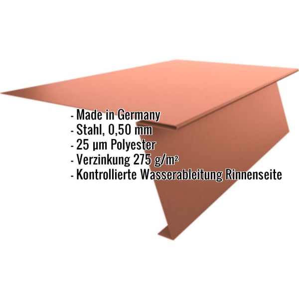 Startprofil fuer Stehfalzprofil PD-510-S, kupferbraun RAL 8004, 0,50 mm Stahl, mit eingeblendeten Eckdaten