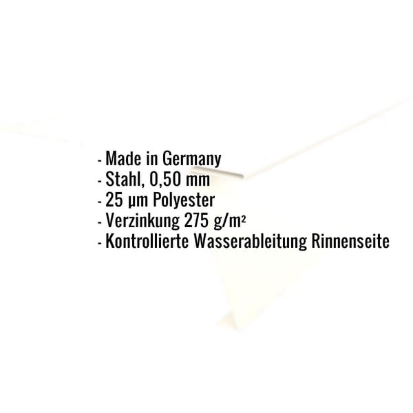 Startprofil Stahl 0,50 mm Reinweiß mit eingeblendeten technischen Daten